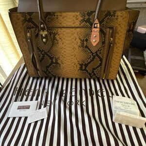 NEW Henri Bendel Old Stock 2014 A list satchel bag purse tote snake print ltd ed